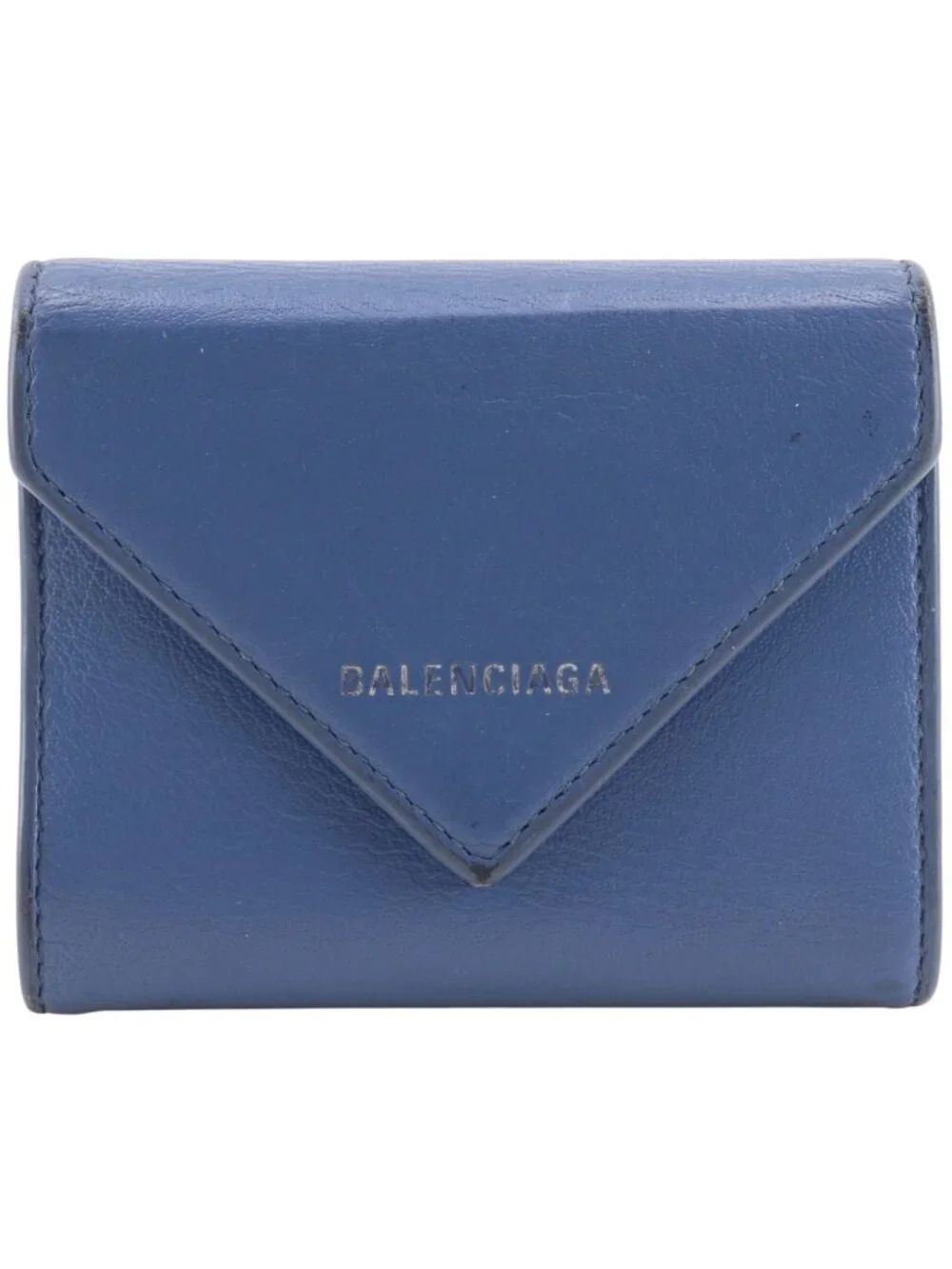 Balenciaga Paper Mini Wallet Leather Blue Bifold